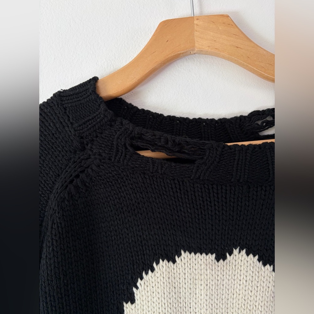 Mastermind World Black Distressed Knit Cotton Skull Sweater Size Large - Picture 10 of 16